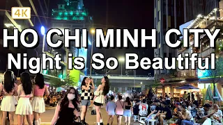 Vietnam Walking Tour, Ho Chi Minh city at night is so beautiful 🇻🇳 Travel Vietnam 4K