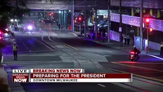 President Trump's motorcade arrives in downtown Milwaukee