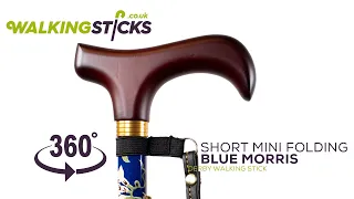 Mini Folding Blue Morris Derby Handle Walking Stick | WalkingSticks.co.uk