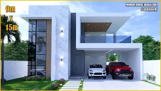 House Design | Modern House 2Storey  | 9m x 15m | 5 Bedrooms