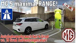 Vergleich 4 Grad vs. 19 Grad - Wie stark unterscheidet sich der Verbrauch beim Elektroauto MG 5?