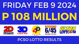 Lotto Result February 9 2024 9pm PCSO