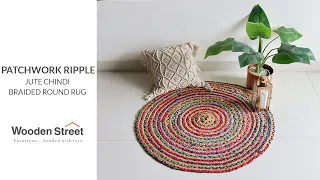 Patchwork Ripple Jute Carpet [ Beautiful & Stylish Rug Design ] Wooden Street