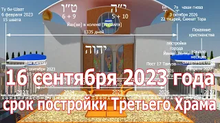 16 сентября 2023 года срок постройки Третьего Храма. Время Великой Скорби.