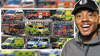AMERICAN REACTS To 🇸🇪 Swedish Emergency Vehicles responding (Police cars, Fire trucks, Ambulances)