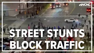 Street stunts block Charlotte intersection