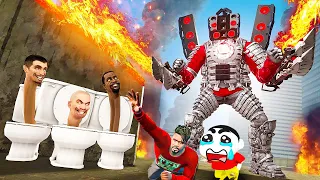 Armored Titan Speakerman Vs Skibidi Toilets Fight In GTA 5 Tamil