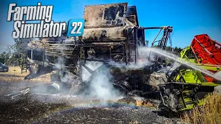 My Claas Harvester caught fire because of an uknown problem (alarm goes off) | FS 22