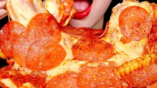 ASMR CHEESE PEPPERONI FRIES PIZZA 치즈 페퍼로니 감자 튀김 피자 MUKBANG EATING SOUND