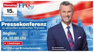 Komplettaufzeichnung: Pressekonferenz mit Norbert Hofer zu den aktuellen Entwicklungen