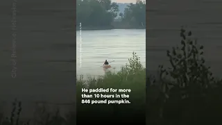 Nebraska man paddles 38 miles in hollow pumpkin, sets new world record | USA TODAY #Shorts