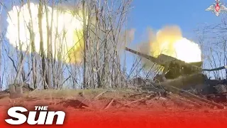 Russian forces blast Ukrainian targets with Howitzers and Tornado rocket systems