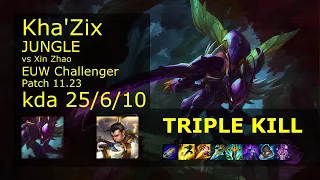 Kha'Zix Jungle vs Xin Zhao - EUW Challenger 25/6/10 Patch 11.23 Gameplay