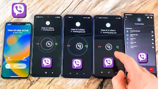 Viber Incoming Call iPhone Xs + Samsung Note 20 + Xiaomi RN11 + OPPO + Blackview at the same Time