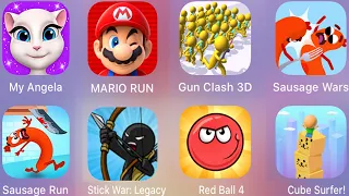 Sausage Wars,Cube Surfer,Red ball 4,Gun Clash 3D,Mario Run,Stick War Legacy /Best 8 Games Of Ipad