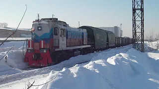 Тепловоз ТЭМ18ДМ-300. Манёвры с вагонами.