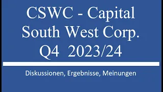 Aktie im Depot: CSWC - Cap. Southwest - Q4 2023/24 Zahlen