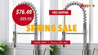 Single-Handle Pull-Down Spring Sprayer Kitchen Sink Faucet Modern Brushed Nickel - LIVINGbasics®