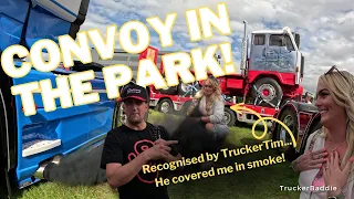 Trucker Tim COVERED me in SMOKE at CONVOY IN THE PARK #truckertim #trucker #scaniav8 #convoy