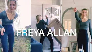 'The Witcher' Star Freya Allan Channeling Her Inner Ciri Trying To Put A Box In Her House