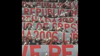 Fans of the Red Star Belgrade Held Banners Bearing the Names of Countries Invaded by the U.S