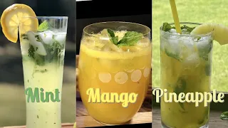 3 Easy Mojito Recipes | Mint Mojito | Mango Mojito | Pineapple Mojito |Summer Mocktail drinks Recipe