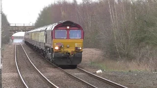 classes 66 and 60 top and tail the Pathfinder 'Generating Finale'  rail tour at Shireoaks station.