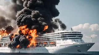 Russia's Destruction! Russian cruise ship carrying 5000 civilians. bombarded by Ukrainian F-16s