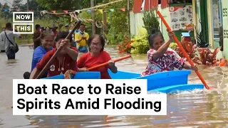 Thailand Villagers Hold Boat Competition After Flood