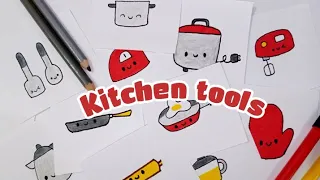 Easy and simple kitchen utensil drawing || Drawing kitchen utensils #draw #art #drawing