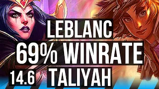 LEBLANC vs TALIYAH (MID) | 69% winrate, 8 solo kills, 18/4/4, Dominating | EUW Master | 14.6