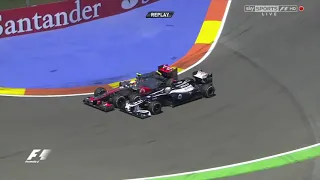Maldonado crashes into Hamilton and Schumacher gets his last Podium in Valencia - European GP 2012