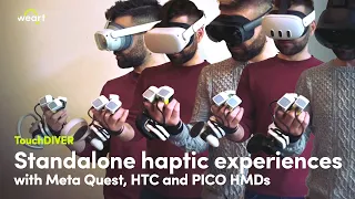 PICO, Meta Quest and HTC headesets for standalone VR haptic experiences with TouchDIVER glove.