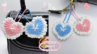 Crochet Heart Keychain 💗| Heart Amigurumi Tutorial  | Móc Móc Khoá Trái Tim