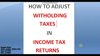 How to Adjust Withholding Tax in Income Tax Return - Withholding tax Adjustment in Income Tax Return