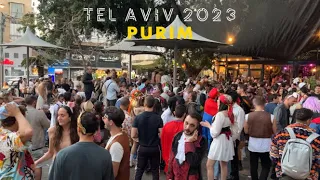 Purim in Tel Aviv  Walking in Israel 2023 פורים תל אביב ישראל