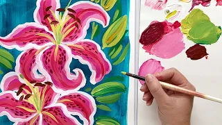 Painting A Stargazer Lily In Acrylic