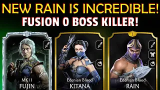 MK Mobile. Edenian Blood Rain is INSANE! Melting Tower Bosses At Fusion 0!
