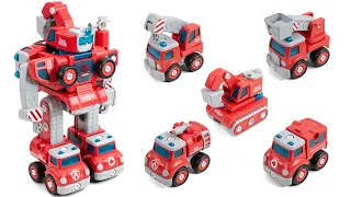 The Rescue Brave 5 in 1 SuperMecha Combination and Dissemble Fire Rescue Vehicles Transformation