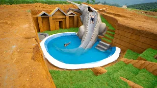 100 Days To Building Crocodile Water Slide Down Swimming Pool With Secret Underground House - Full