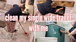 🫧🧼CLEAN MY SINGLE WIDE TRAILER WITH ME | mobile home cleaning motivation | TACKLING THIS MESS!