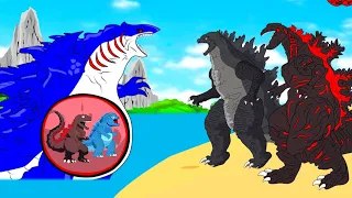 Evolution Of Godzilla And Shin Vs SHARKZILLA: Rescue Baby Godzilla | Godzilla Cartoon Compilation