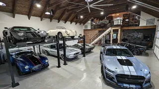 Dream Garage & Man Cave Walk Through | Insane Cars, Theater, Hi Tech, Office Mezzanine, Original Art