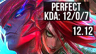 YONE vs KATARINA (MID) | 12/0/7, 7 solo kills, Legendary, 600+ games | KR Diamond | 12.12