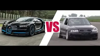 Old Audi s4 vs Hypercar Bugatti Chiron 1500 hp. Top speed. Who"ll win ?