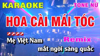 Karaoke Hoa Cài Mái Tóc Tone Nữ Remix Nhạc Sống | Nguyễn Linh