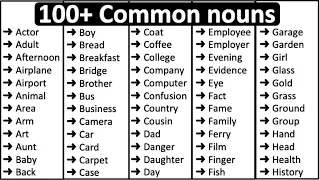 100+ Common Nouns in English 📚 | Parts of speech