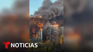 Impresionantes imágenes del incendio que devoró edificio residencial en España | Noticias Telemundo