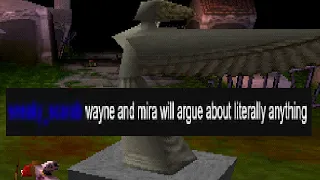 Wayne and Mira argue about a statue