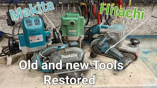 Another bunch of old and new makita power  tools left in for repair. Plus, an old hitachi thrown in.